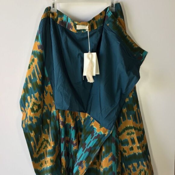 Ulla Johnson Navi Wrap Midi Skirt Green Orange Geometric Handloomed - Picture 13 of 16